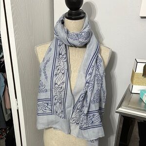 Blue Patterned Scarf from Italy